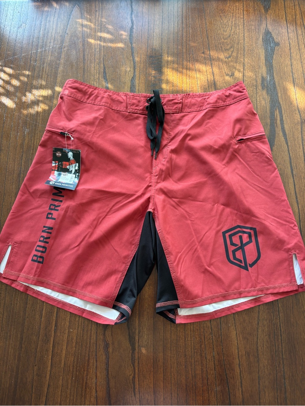 Born Primitive Red Swim Board Shorts with Black Liner